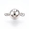 925 Sterling Silver Box Clasps, Round with S925 Stamp, with Jump Ring, Platinum, 15~16x10.2x10mm, Hole: 2mm, Jump Ring: 4x0.7, 2.5mm inner diameter