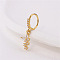 Brass Micro Pave Clear Cubic Zirconia Dangle Hoop Nose Rings, Golden, Butterfly, 8mm