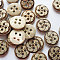 Art Buttons in Round Shape with 4-Hole for Kids, Coconut Button, BurlyWood, about 15mm in diameter, about 100pcs/bag