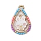 Easter Theme Glass Seed Beaded Teardrop with Rabbit Pendants, Alloy Enamel Pendants, with Golden 201 Stainless Steel Linking Rings, Colorful, 31x21x2mm, Hole: 1.8mm