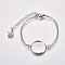 Tarnish Resistant 304 Stainless Steel Bracelet Making, with Lobster Claw Clasps, Cable Chains and Flat Round Cabochon Settings, Stainless Steel Color, Tray: 16mm, 5-5/8 inch(14.4cm)