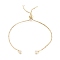 Brass Chain Bracelet Making, with Cubic Zirconia, Slider Bracelets Making, Cadmium Free & Nickel Free & Lead Free, Real 18K Gold Plated, 4-3/8 inch~4-3/4 inch(110~120mm), 1mm, Hole: 1.5mm