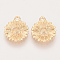 Brass Charms, Nickel Free, Real 18K Gold Plated, Flower, Golden, 14.5x12x2mm, Hole: 1.5mm