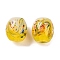 Handmade Lampwork Beads, Barrel with Flower, Two Tone, Gold, 13~14x11.5~12mm, Hole: 1.2~2.5mm