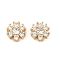 Brass Micro Pave Clear Cubic Zirconia Cabochons, Flower, Cadmium Free & Nickel Free & Lead Free, Real 18K Gold Plated, 7.5x3.5mm