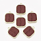 Spray Painted Alloy Pendants, Square, Light Gold, FireBrick, 24x19.5x4mm, Hole: 2.5mm