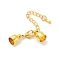 Brass Chain Extender, with Cord Ends and Lobster Claw Clasps, Golden, 33mm, Hole: 4.5mm, Cord End: 6x9mm