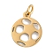 Ion Plating(IP) 304 Stainless Steel Charms, with Jump Ring, Laser Cut, Football Charm, Real 18K Gold Plated, 14.5x12x1mm, Hole: 3mm