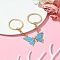 Alloy Enamel Keychain, with Iron Findings, Butterfly, Deep Sky Blue, 86mm