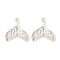 Brass Micro Pave Clear Cubic Zirconia Charms, Cadmium Free & Nickel Free & Lead Free, Long-Lasting Plated, Fishtail, Silver, 15.5x14.5x3.5mm, Hole: 1mm