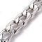 Tarnish Resistant 201 Stainless Steel Cuban Link Chains, Chunky Curb Chains, Twisted Chains, Unwelded, Textured, Stainless Steel Color, 11.5mm, Links: 17x11.5x3mm
