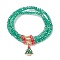 Faceted Glass Beaded Stretch Wrap Bracelets, Christmas Tree Alloy Enamel Charm Bracelets for Women, Green, Inner Diameter: 2-1/8 inch(5.5cm)