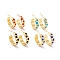 Real 18K Gold Plated Brass Stud Earrings for Women, Polka Dot Pattern Enamel Open Hoop Earrings, Rack Plating Half Hoop Earrings, Cadmium Free & Lead Free, Mixed Color, 6x19x2mm, Pin: 1mm