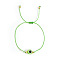 Bohemian Style Resin Evil Eye Bead Braided Bracelets, Adjustable Nylon Cord Braided Bracelets for Women, Green Yellow, Inner Diameter: 11 inch(28cm)