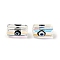 Transparent Glass Beads, with Enamel, Rectangle with Evil Eye Pattern, Black, 12.5x8x7mm, Hole: 1.5mm