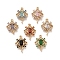 Glass Rectangle Connector Charms, Brass Clear Cubic Zirconia Star Links, Cadmium Free & Nickel Free & Lead Free, Mixed Color, Light Gold, 20x14x5mm, Hole: 1.4mm and 1.8mm