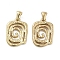 304 Stainless Steel Pendants, Golden, Rectangle, 23x16x2mm, Hole: 4.5x3mm