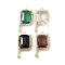 Brass with K9 Glass & Rhinestone Pendants, Light Gold, Rectangle Charms, Mixed Color, 26.5x13.5x7.5mm, Hole: 2mm