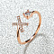 Brass Micro Pave Cubic Zirconia Cuff Rings for Women, Open Rings, Rose Gold, Letter X, Inner Diameter: 16~19mm