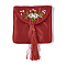 Embroidery Cloth Pouches, with Tassels and Stainless Steel Snap Button, Square, Red, 10.5x10cm