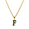 304 Stainless Steel Black Enamel Initial Pendant Twisted Chain Necklaces, Golden, Letter F, 15.75 inch(40cm)