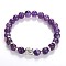 Buddha Head Gemstone Beaded Stretch Bracelets, with Tibetan Style Beads and Brass Beads, Amethyst, 55mm
