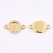 Brass Micro Pave Cubic Zirconia Cabochon Connector Settings, Long-Lasting Plated, Flat Round, Golden, Tray: 6mm, 9x15x2mm, Hole: 1mm