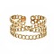 304 Stainless Steel Criss Cross Open Cuff Ring, Chunky Hollow Ring for Women, Golden, US Size 7(17.3mm)