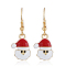 Simple Christmas Alloy Dangle Earrings, with Enamel, Real 18K Gold Plated, Santa Claus