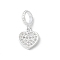 925 Sterling Silver Clear Cubic Zirconia Heart European Dangle Charms, Large Hole Pendants, with 925 Stamp, Silver, 15.8mm, Hole: 4.2mm
