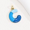 Alloy Enamel Pendants, Letter Charm, Golden, Letter C, 25.5x19x4mm, Hole: 3.5x2.5mm