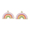 304 Stainless Steel Enamel Pendants, Ion Plating(IP), Rainbow Charm, Real 18K Gold Plated, Colorful, 14x20.5x1mm, Hole: 1.8mm