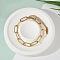 Simple Stainless Steel Paperclip Chains Bracelets for Summer Beach, Real 18K Gold Plated, 6-3/4 inch(17cm), 6mm