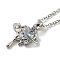 Planet & Heart Glass Pendant, Brass Chain Necklaces, Platinum, 16.14 inch(41cm)