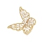 Brass Micro Pave Cubic Zirconia Cuff Rings, Butterfly Open Rings for Women, Long-Lasting Plated, Golden, Adjustable