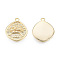 Brass Pendants, Nickel Free, Teardrop with Deer, Real 18K Gold Plated, 17x14x2.5mm, Hole: 1.2mm