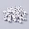 Acrylic Horizontal Hole Letter Beads, Cube, White, Letter P, Size: about 6mm wide, 6mm long, 6mm high, hole: about 3.2mm, about 2600pcs/500g