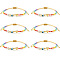 6Pcs Handmade Plastic Beads Braided Bead Bracelets for Women, Heart & Evil Eye, with Brass & Lampwork, Mixed Color, Inner Diameter: 11 inch(28cm)