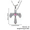 Retro Hip Hop Style Brass Full Rhinestone Heart Wing Sword Pendant Necklaces for Women, Platinum, Rose, 15.75 inch(40cm)