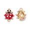 Alloy Crystal Rhinestones Connector Charms, with FireBrick & Black Enamel, Ladybug Links, Golden, 23x16.5x5mm, Hole: 2.3mm