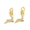 Brass Micro Pave Clear Cubic Zirconia Charms, Cadmium Free & Nickel Free & Lead Free, Deer, Golden, 10.5x9x1.5mm, Hole: 3mm
