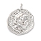 Brass Pendants, Cadmium Free & Nickel Free & Lead Free, Oblate Charms, Platinum, 14.5x11.5x2.5mm, Hole: 1.2mm