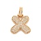 Brass Micro Pave Clear Cubic Zirconia Pendants, Cadmium Free & Nickel Free & Lead Free, Real 18K Gold Plated, Letter X, 31x22x5mm, Hole: 3x6mm