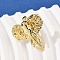 Brass Adjustable Open Cuff Rings for Women, Cadmium Free & Lead Free, Elephant, Real 18K Gold Plated, 31.5x30mm