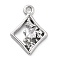 Brass Micro Pave Cubic Zirconia Pendants, Rhombus, 3.5x10x2.5mm, Hole: 1.2mm