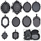 SUNNYCLUE 1 Box 10 Styles Blank Pendants Tray Bezel Charms Large Black Alloy Blanks Cabochon Settings Photo Elliptical Trays Charm for Jewelry Making Crafts Necklaces Wedding Festive Decoration Gifts
