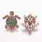 Brass Micro Pave Cubic Zirconia Beads, Tortoise, Green, 20.5x19x6mm, Hole: 2mm
