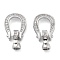 Brass with Clear Cubic Zirconia Fold Over Clasps, Cadmium Free & Nickel Free & Lead Free, Arch Shape, Platinum, 25mm, Hole: 1mm