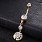 Piercing Jewelry, Brass Cubic Zirconia Navel Ring, Belly Rings, with 304 Stainless Steel Bar, Cadmium Free & Lead Free, Real 18K Gold Plated, Round, Clear, 48x11mm, Bar Length: 3/8