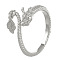 Alloy Open Cuff Ring, Dragon, Platinum, Inner Diameter: 16mm
